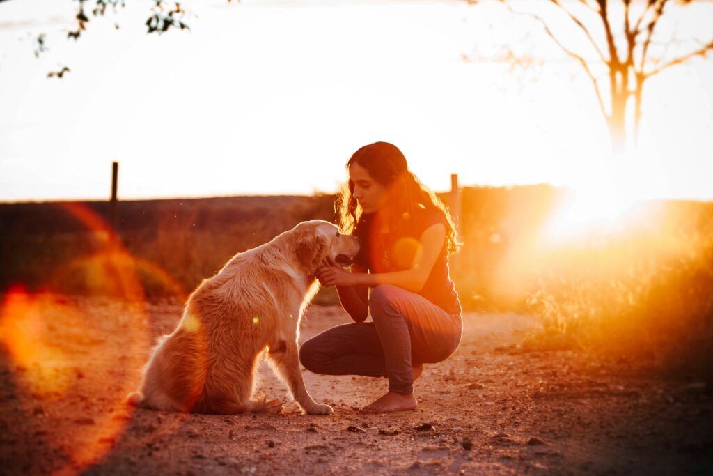 Frau mit Hund